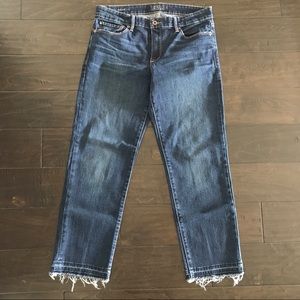 Lucky Brand Sweet Crop Women’s Ankle Jean size 10/30 raw hem with dyed detail